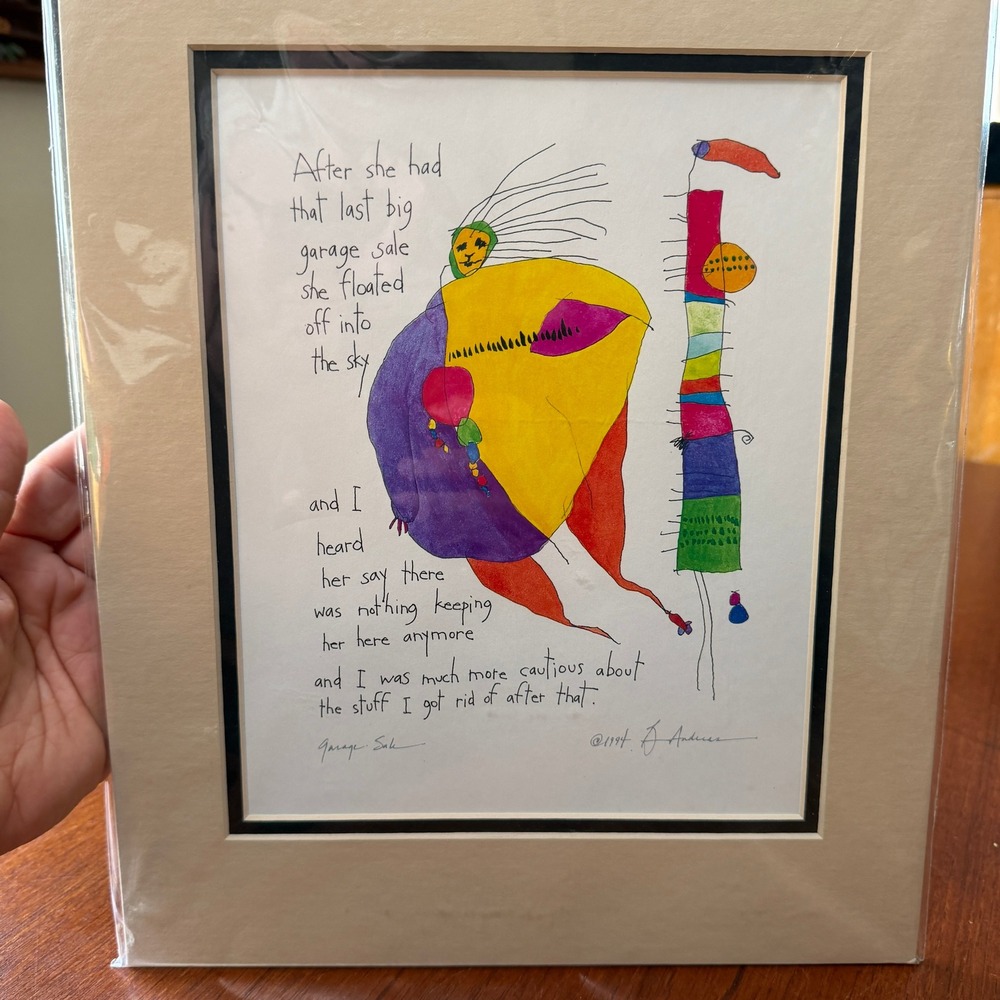 Brian Andreas StoryPeople Garage Sale Matted Print 1994 Whimsical Wall Art 11x14